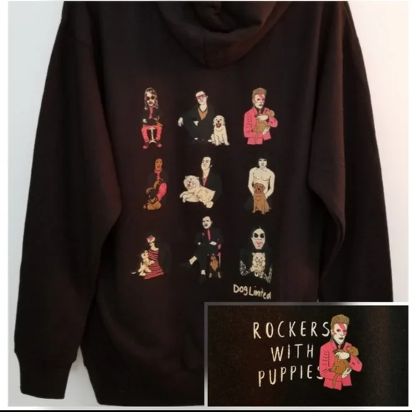 Dog Limited Rockers with Puppies Hoodie Size Medium EUC - Picture 1 of 13